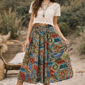 Norton McNaughton Colorful Geometric A-Line Skirt